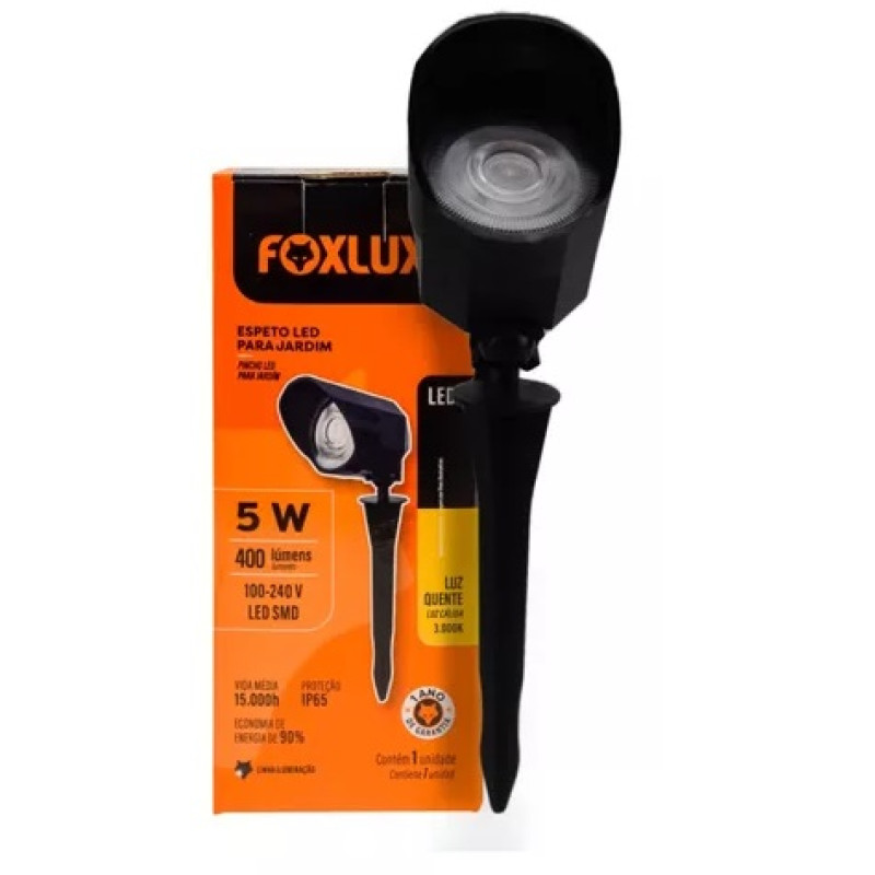 FOXLUX ESPETO LED JARDIM 5W 3000K BIV - LED90.100