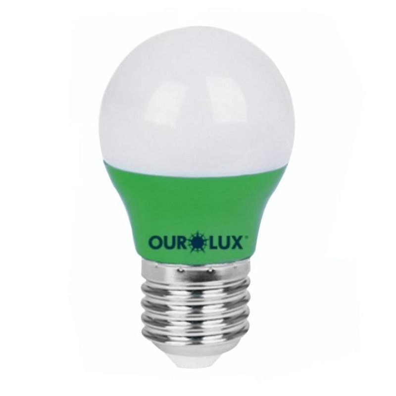 LAMPADA BOLINHA LED VERDE BG45 - OUROLUX E-27 3W