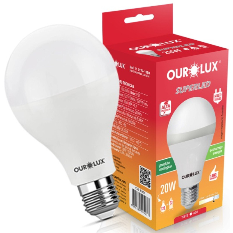 LAMPADA LED OUROLUX E-27 SUPERLED 20W 6500K-20374