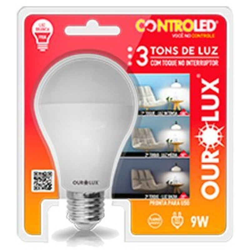 LAMPADA LED OUROLUX E-27 SUPERLED 9W 3 T BRANCA