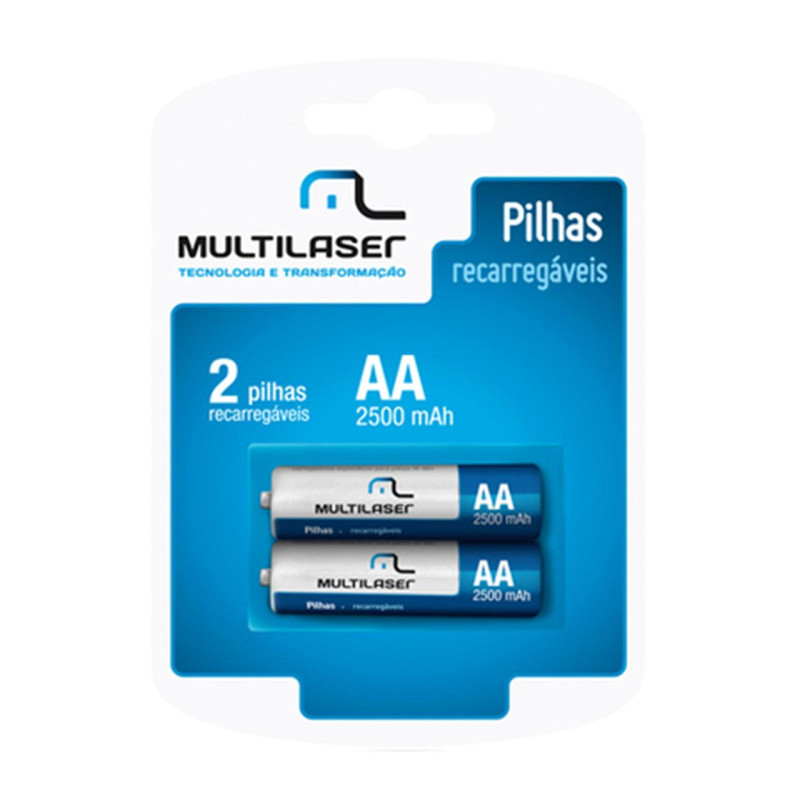 MULTILASER PILHA RECARREGAVEL AA C/2 2500MAH-CB053