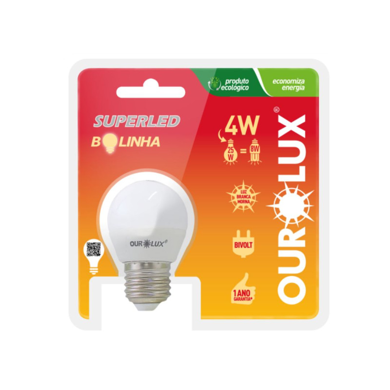 LAMPADA BOLINHA LED OUROLUX SUPERLED 4W E-27 2700K