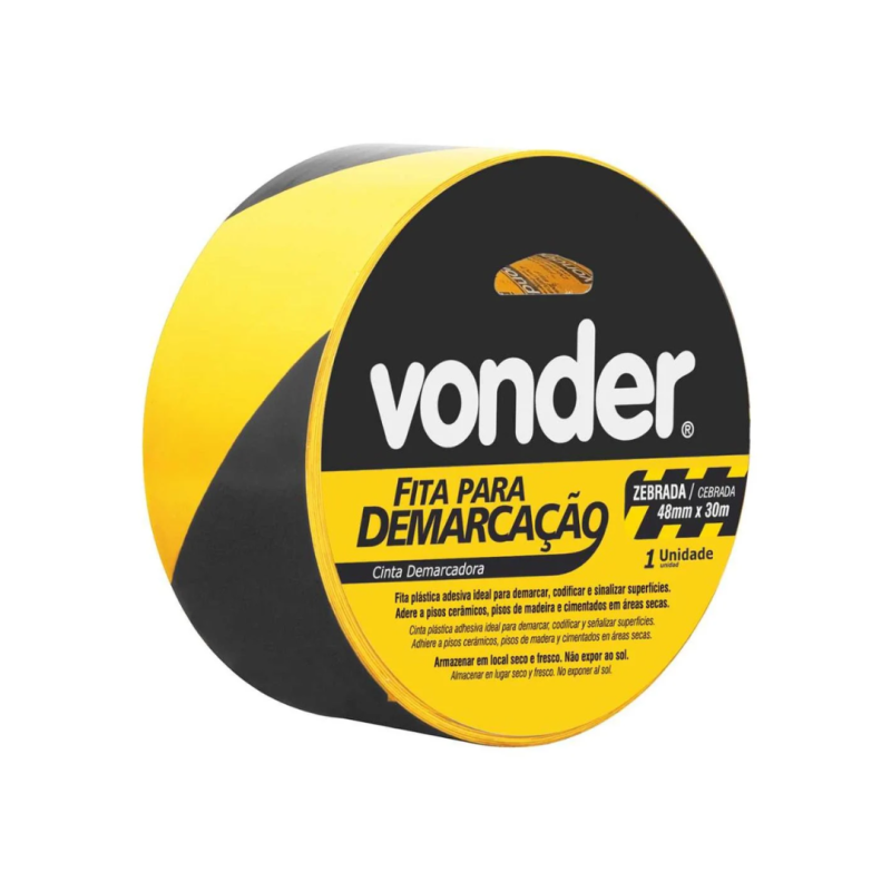 FITA ZEBRADA DEMARCACAO ADESIVA 48MM X 30M VONDER