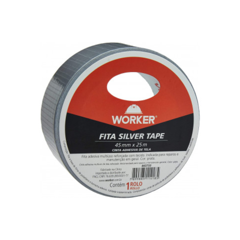 FITA ADESIVA SILVERTAPE 45MM X 5M MULTIUSO WORKER