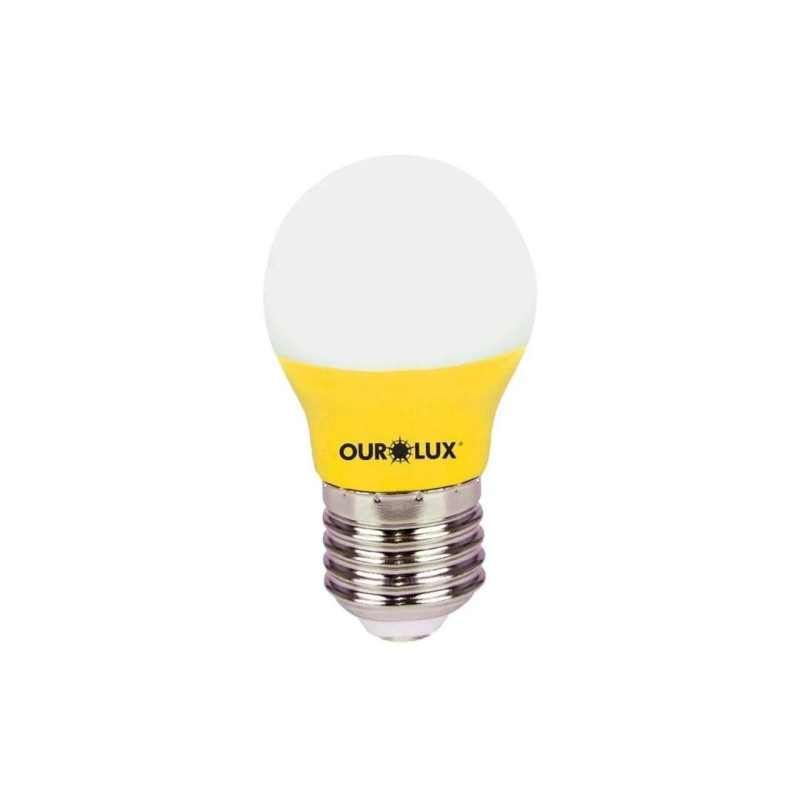 LAMPADA BOLINHA LED AMARELA BG45 - OUROLUX E-27 3W