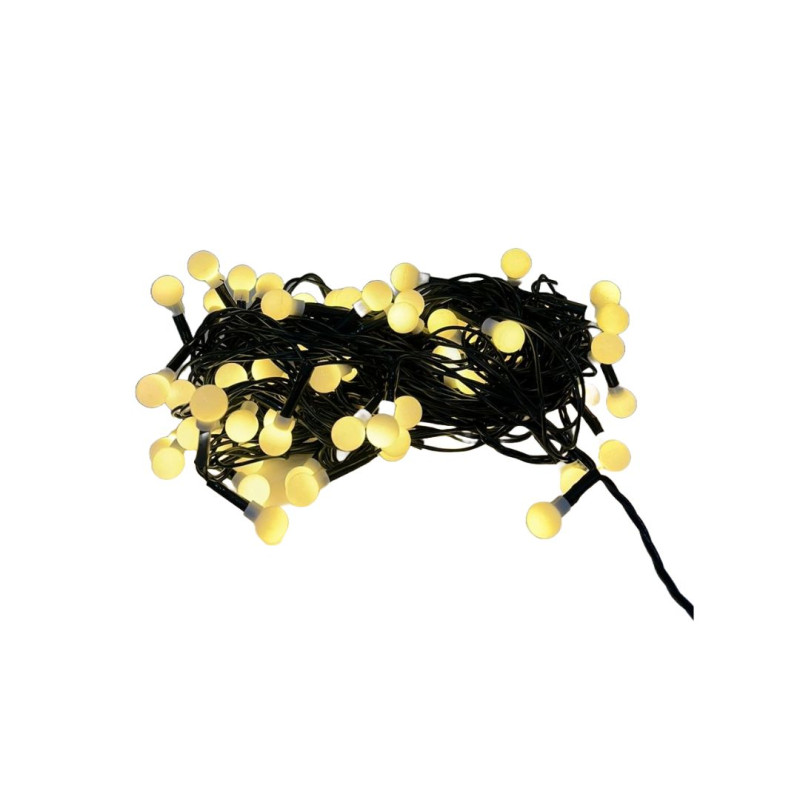 PISCA 100 LEDS BOLINHA AMARELO 3000K TIPO CEREJINHA FIO VERDE REF.87020