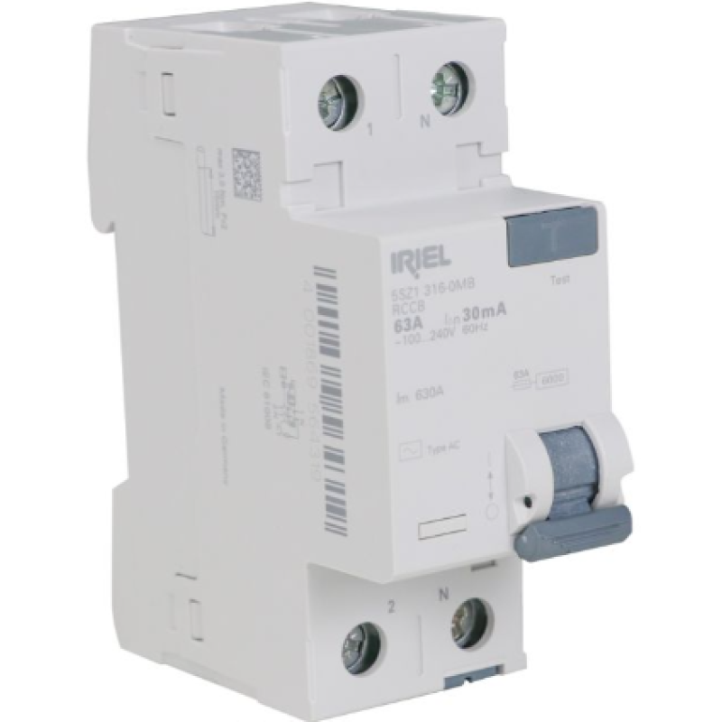 IRIEL DISJUNTOR INTERRUPTOR DR RESIDUAL 1X63A 30MA AC 5SZ1 316-0MB