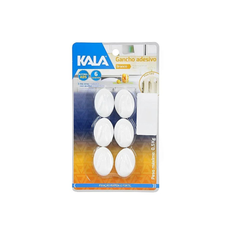 GANCHO ADESIVO ABS BR 6PCS KALA