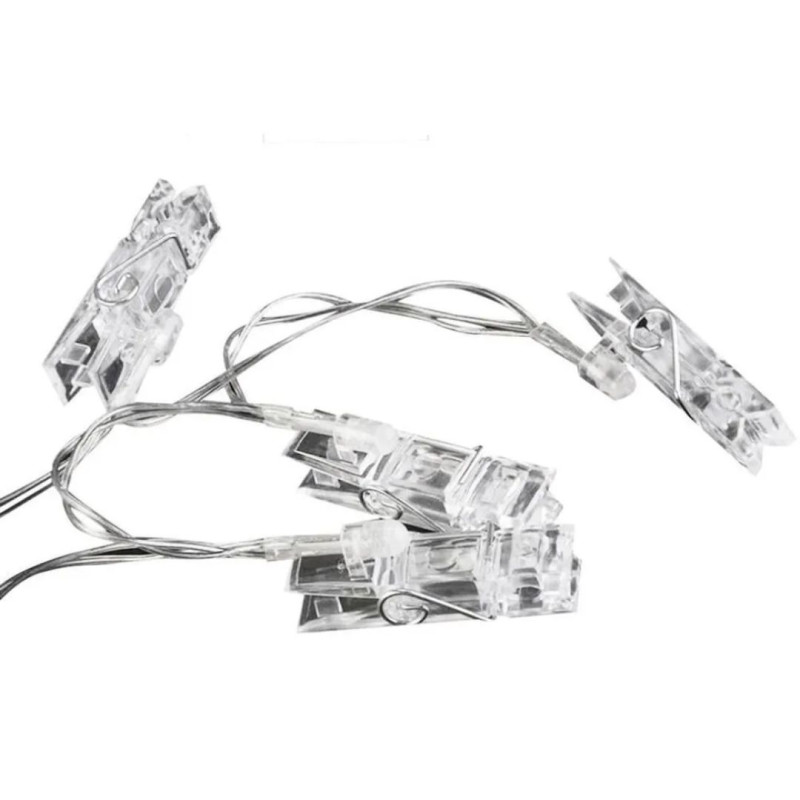 PISCA 20 LEDS PREGADORZINHO FIO TRANSPARENTE LUZ MORNA 3000K REF.51002