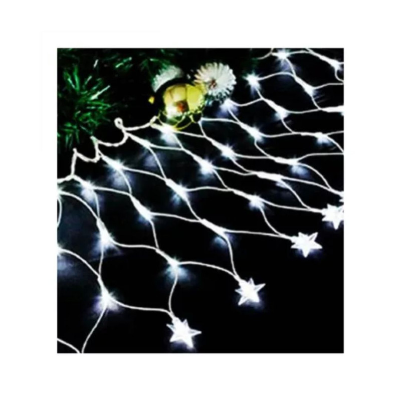 PISCA CASCATA 120 LEDS BRANCO COM ESTRELA NA PONTA REF. 89036