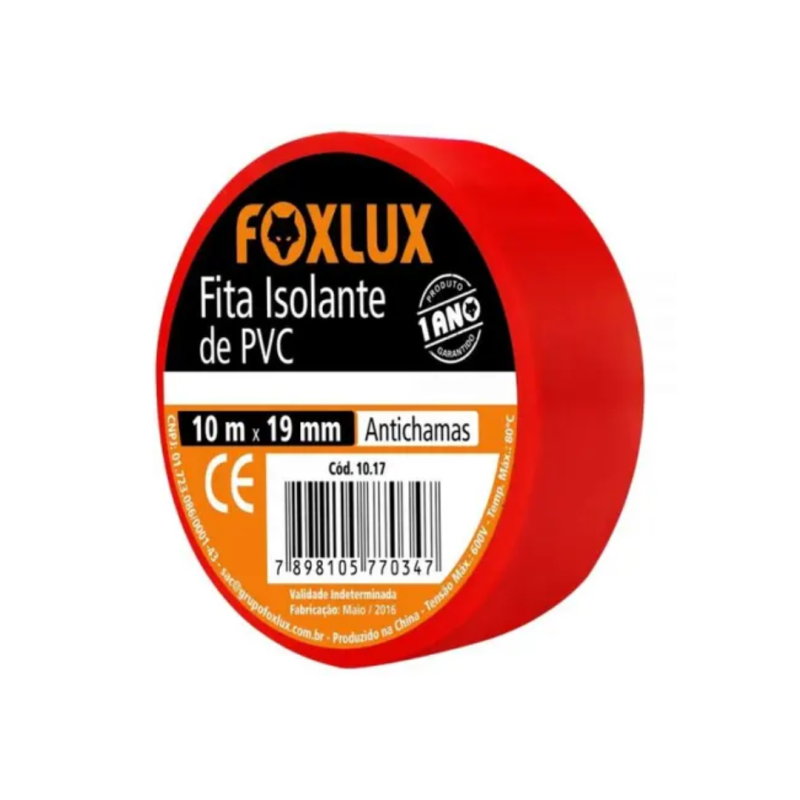 FOXLUX FITA ISOLANTE 10MT VERMELHA 10.17